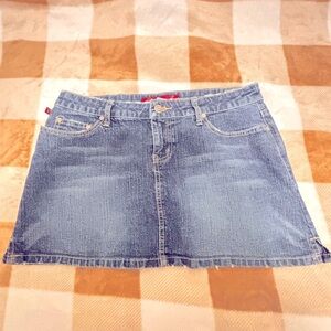 YMI dark wash denim mini skirt